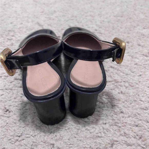 Bottega Veneta Black Leather Slingback Heels with Gold Buckle - Picture 9 of 13
